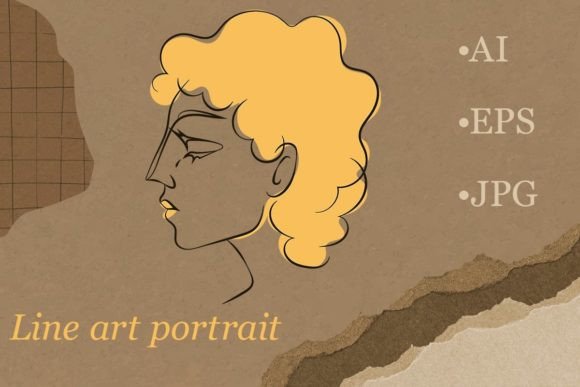 Download Line Art Sophisticated Woman Portrait - Premium Bundle