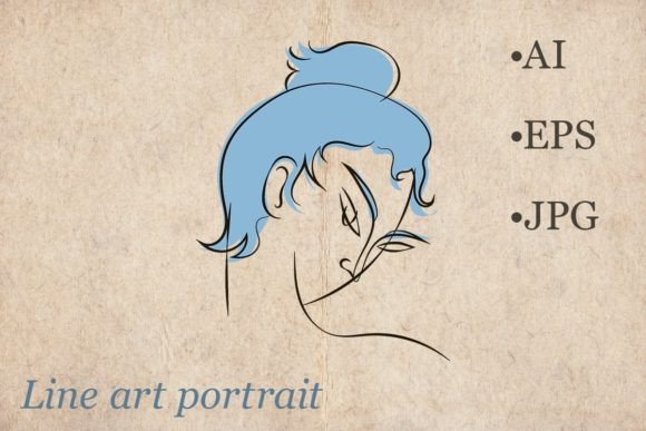 Download Line Art Sophisticated Woman Portrait - Premium Resources