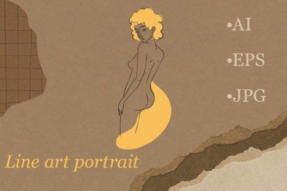 Download Line Art Sophisticated Woman Portrait - Premium Resources