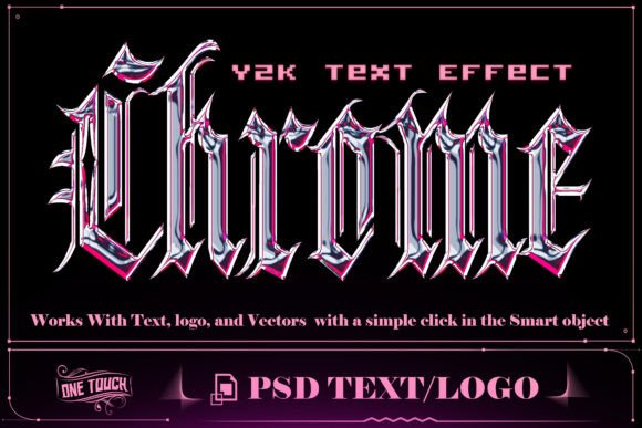 Download Sleek Design Chrome Y2K Text Effect PSD - Sleek Collection