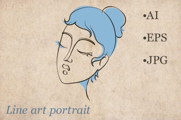 Download Line Art Sophisticated Woman Portrait - Premium Resources